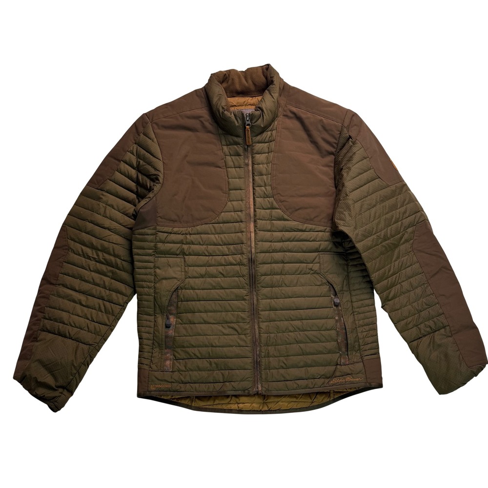 Eddie Bauer Sport Shop StormDown 700 Puffer Jacket Mens Medium Olive Brown Down